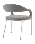 Set of Two Gray And Silver Upholstered Polyester Open Back Dining Arm Chairs