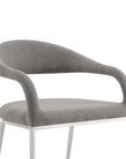 Set of Two Gray And Silver Upholstered Polyester Open Back Dining Arm Chairs