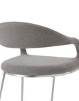 Set of Two Gray And Silver Upholstered Polyester Open Back Dining Arm Chairs
