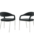 Set of Two Gray And Silver Upholstered Polyester Open Back Dining Arm Chairs