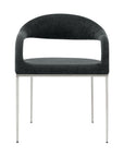 Set of Two Gray And Silver Upholstered Polyester Open Back Dining Arm Chairs
