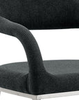 Set of Two Gray And Silver Upholstered Polyester Open Back Dining Arm Chairs