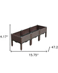 47" X 16" Dark Brown Heavy Duty Plastic Rectangular Self Watering Raised Garden Bed