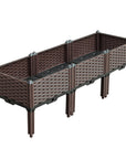 47" X 16" Dark Brown Heavy Duty Plastic Rectangular Self Watering Raised Garden Bed