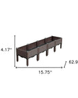 16" Dark Brown Plastic Indoor Outdoor Rectangular Planter Box