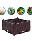 16" Dark Brown Plastic Indoor Outdoor Rectangular Planter Box