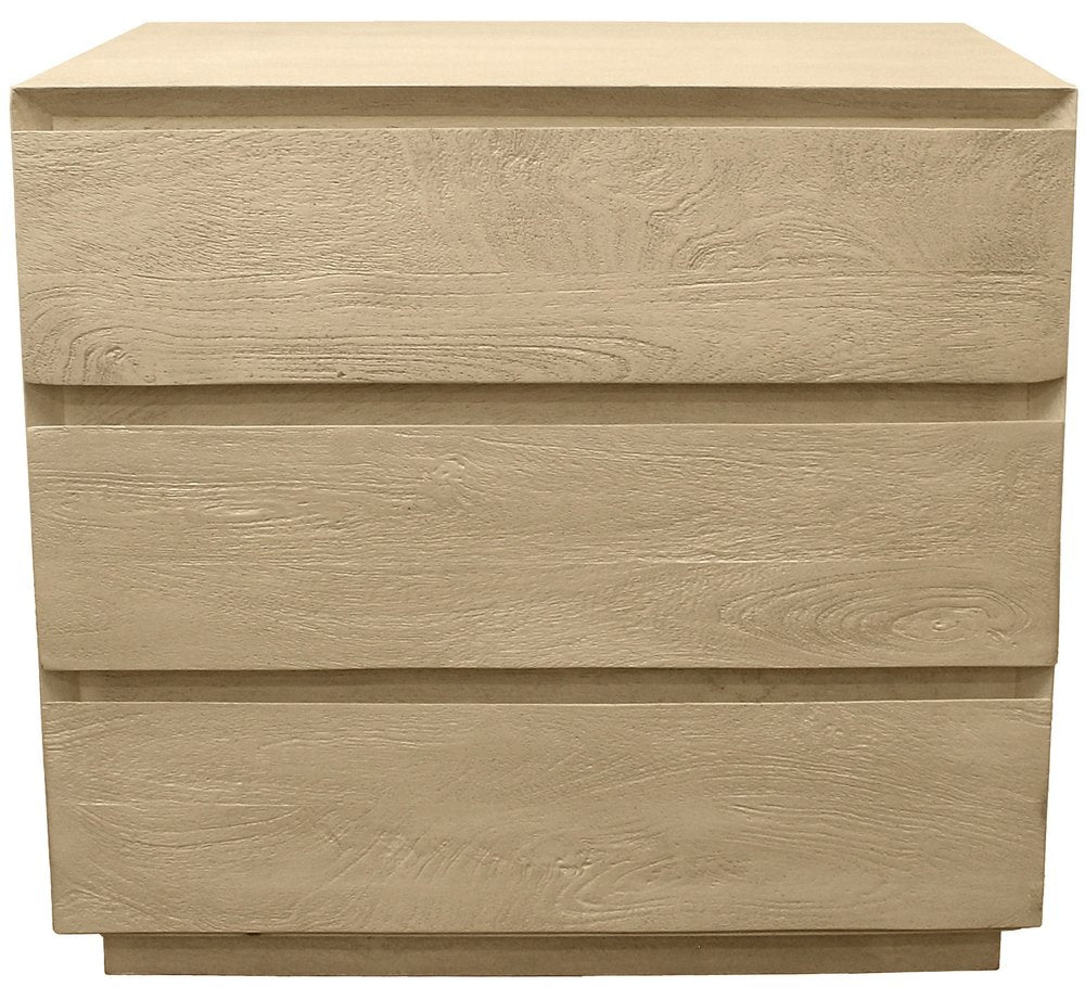 24" Natural Solid Wood Three Drawer Nightstand