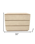 24" Natural Solid Wood Three Drawer Nightstand