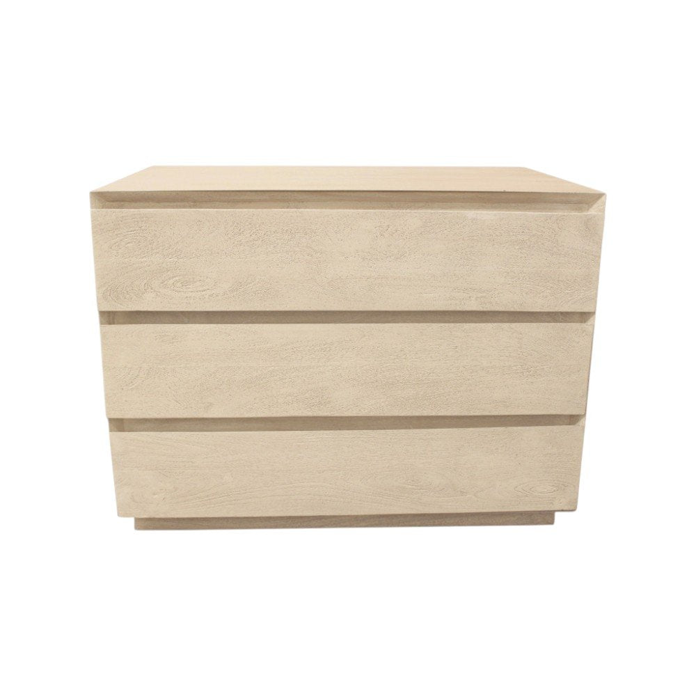 24" Natural Solid Wood Three Drawer Nightstand
