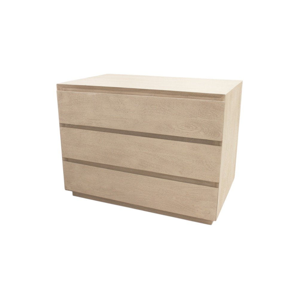 24" Natural Solid Wood Three Drawer Nightstand