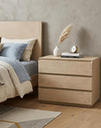 24" Natural Solid Wood Three Drawer Nightstand