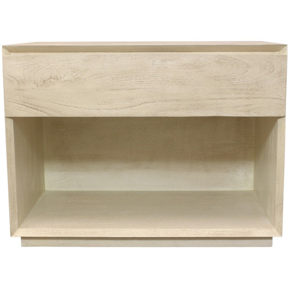 24" Natural Solid Wood One Drawer Nightstand