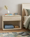 24" Natural Solid Wood One Drawer Nightstand