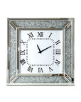 24" Silver Glass Silent Analog Square Wall Clock