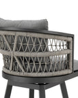 37" Gray Metal Swivel Outdoor Counter Height Bar chair with Footrest