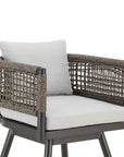 35" Light Gray Metal Swivel Low back Outdoor Counter Height Bar chair with Footrest