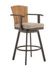 40" Brown Metal Swivel Outdoor Counter Height Bar chair with Footrest