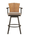 40" Brown Metal Swivel Outdoor Counter Height Bar chair with Footrest