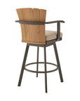 40" Brown Metal Swivel Outdoor Counter Height Bar chair with Footrest