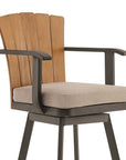 40" Brown Metal Swivel Outdoor Counter Height Bar chair with Footrest