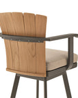 40" Brown Metal Swivel Outdoor Counter Height Bar chair with Footrest