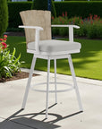 40" Gray Metal Swivel Outdoor Counter Height Bar chair with Footrest