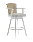 40" Gray Metal Swivel Outdoor Counter Height Bar chair with Footrest