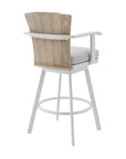 40" Gray Metal Swivel Outdoor Counter Height Bar chair with Footrest