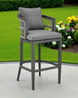40" Gray Metal Outdoor Bar Height chair with Footrest