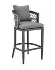 40" Gray Metal Outdoor Bar Height chair with Footrest