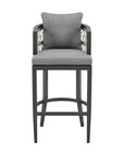 40" Gray Metal Outdoor Bar Height chair with Footrest