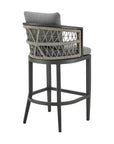 40" Gray Metal Outdoor Bar Height chair with Footrest