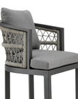 40" Gray Metal Outdoor Bar Height chair with Footrest