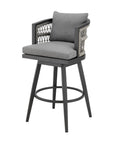 40" Gray Metal Swivel Outdoor Bar Height chair with Footrest