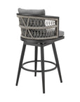 40" Gray Metal Swivel Outdoor Bar Height chair with Footrest