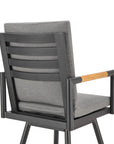 48" Dark Gray Metal Swivel Outdoor Bar Height chair with Footrest