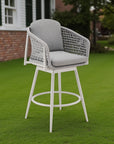 40" Light Gray Metal Swivel Outdoor Counter Height Bar chair with Footrest