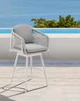 40" Light Gray Metal Swivel Outdoor Counter Height Bar chair with Footrest