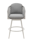 40" Light Gray Metal Swivel Outdoor Counter Height Bar chair with Footrest