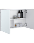 32" White Wood Wall Mounted Double Door Medicine Cabinet