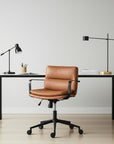 Brown and Black Adjustable Height Swivel Rolling Office Chair
