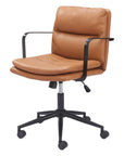 Brown and Black Adjustable Height Swivel Rolling Office Chair