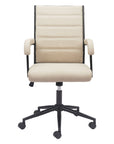 Beige and Black Adjustable Height Swivel Rolling Office Chair