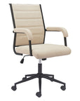 Beige and Black Adjustable Height Swivel Rolling Office Chair
