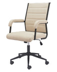 Beige and Black Adjustable Height Swivel Rolling Office Chair
