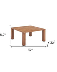 32" Brown Aluminum Square Outdoor Coffee Table