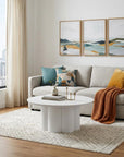 34" White Rounded Aluminum Outdoor Coffee Table