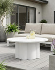 34" White Rounded Aluminum Outdoor Coffee Table