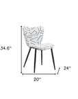 Set of Two White and Black Upholstered Faux Shearling Dining Side Chairs