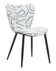 Set of Two White and Black Upholstered Faux Shearling Dining Side Chairs